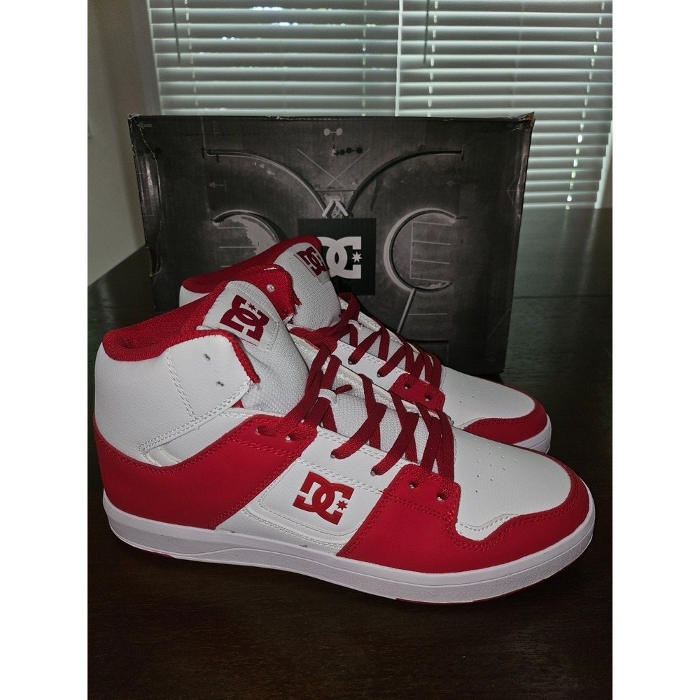 DC Cure Mens High Top Red Sneakers Red White 11.5